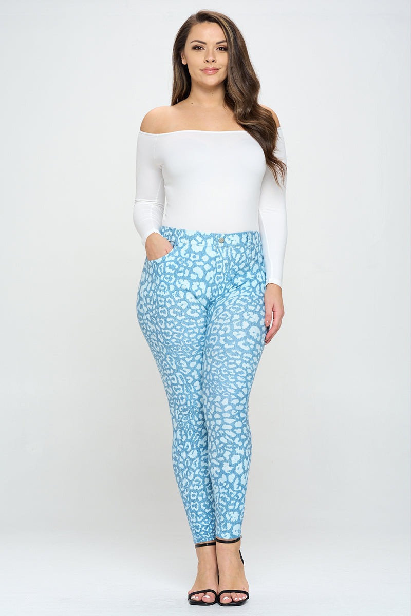 Plus Size Women's Clouded Skies 5-Pocket Cotton Blend Jeggings - Yelete