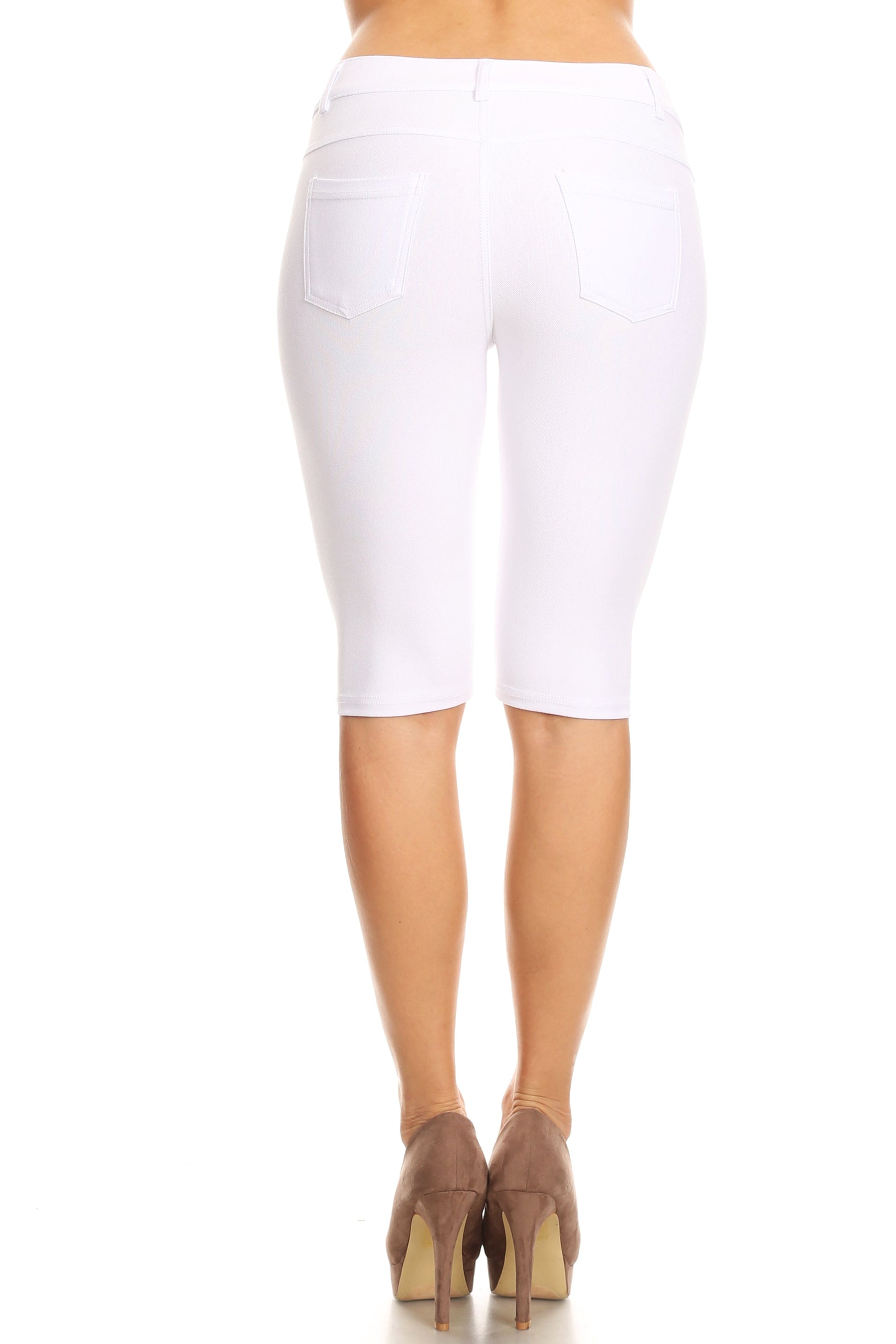 white women's long length bermuda shorts