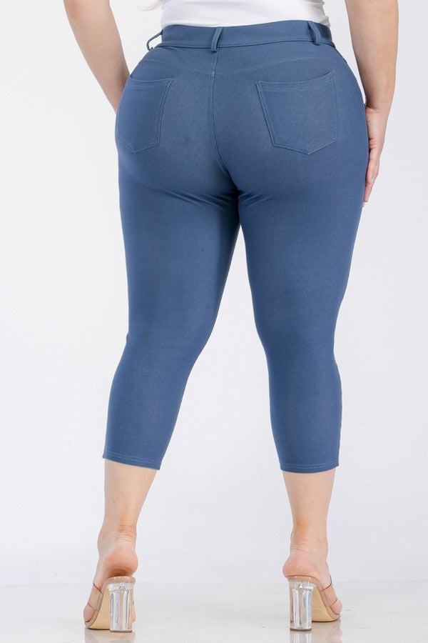 Plus Size Classic Solid Skinny Jeggings - Teal