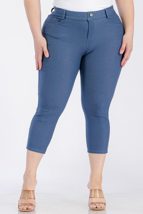 Plus Size Classic Solid Skinny Jeggings - Teal