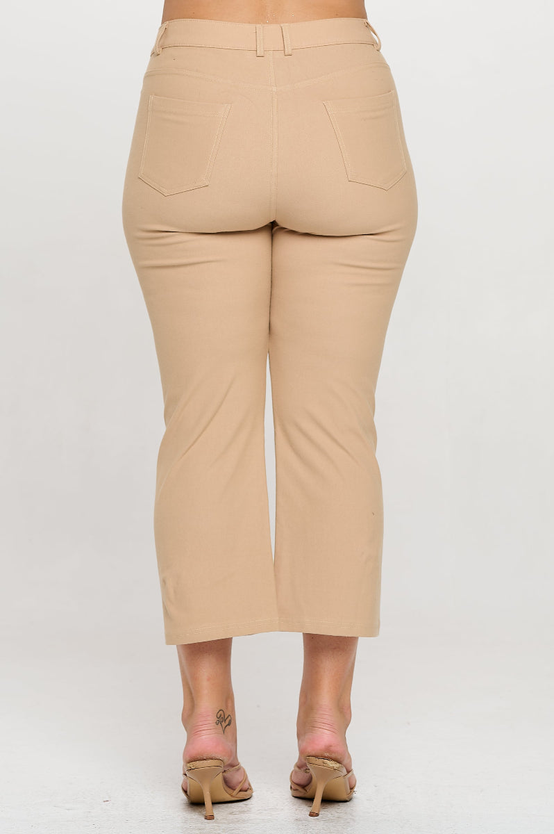 Plus Size Women's Classic Solid Straight Leg Crop Jeggings - Yelete