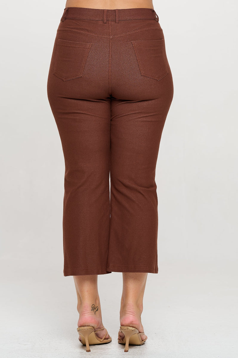 Plus Size Women's Classic Solid Straight Leg Crop Jeggings - Yelete