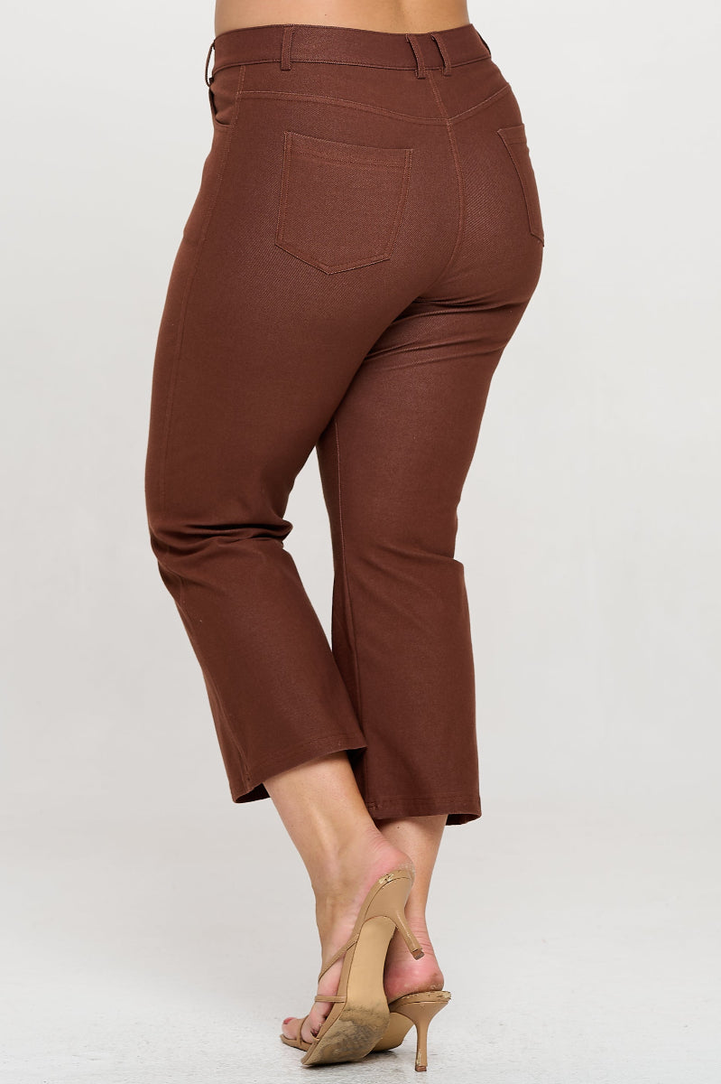 Plus Size Women's Classic Solid Straight Leg Crop Jeggings - Yelete