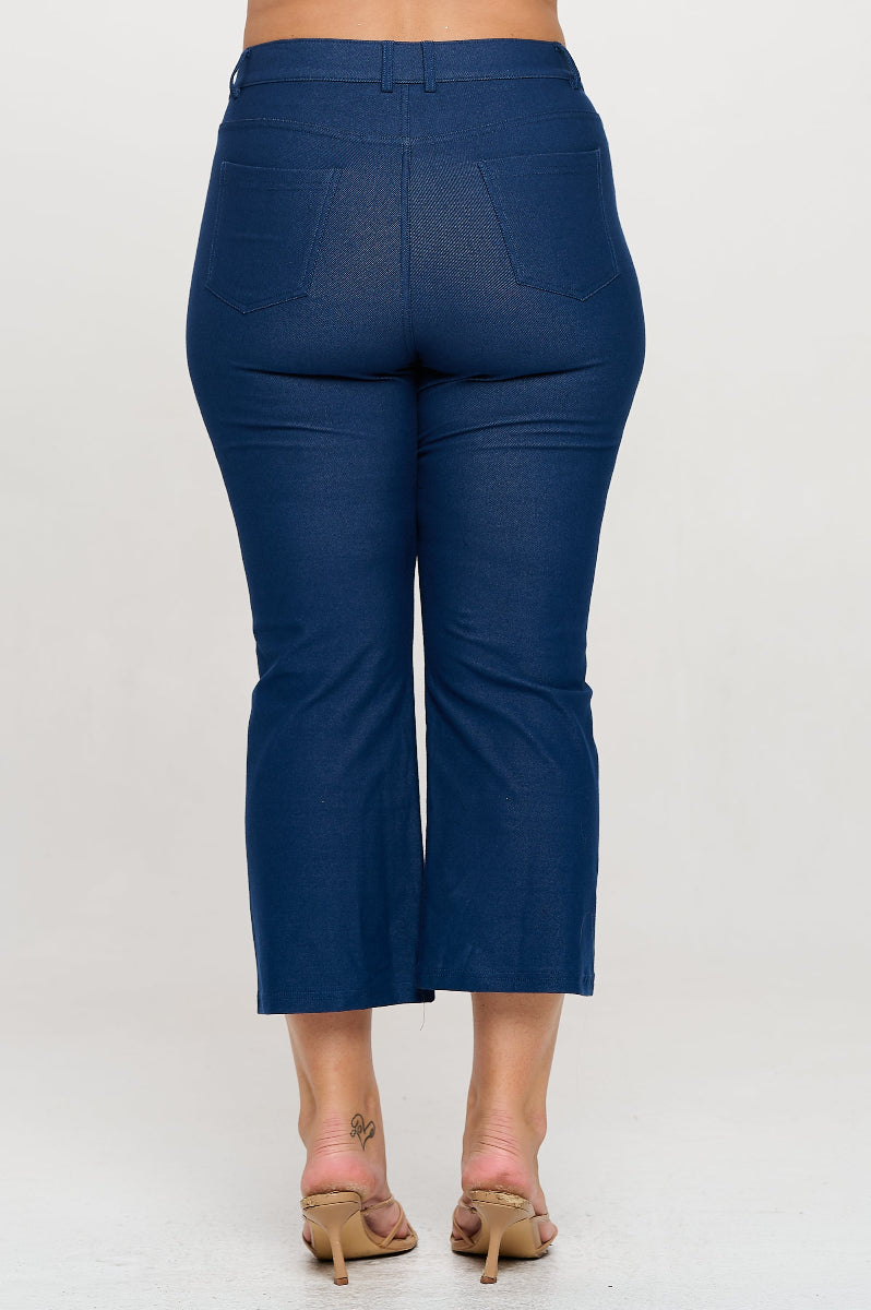 Plus Size Women's Classic Solid Straight Leg Crop Jeggings - Yelete
