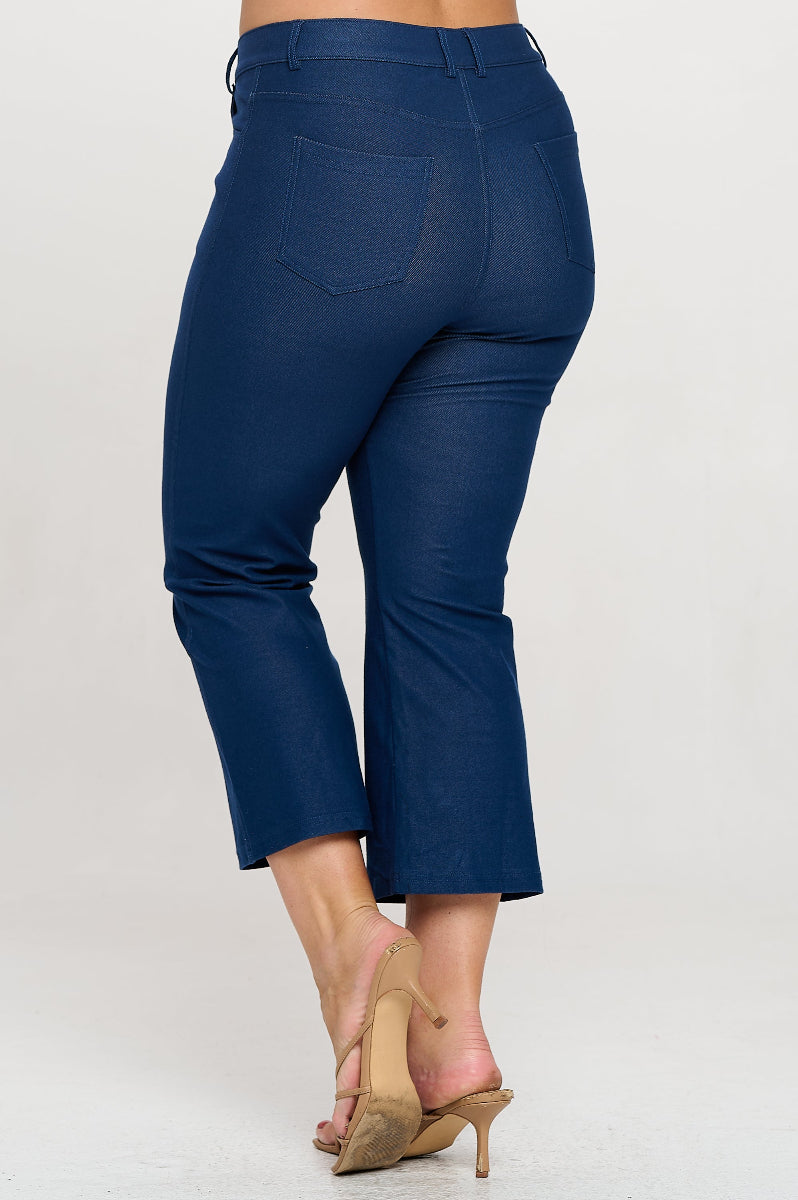 Plus Size Women's Classic Solid Straight Leg Crop Jeggings - Yelete