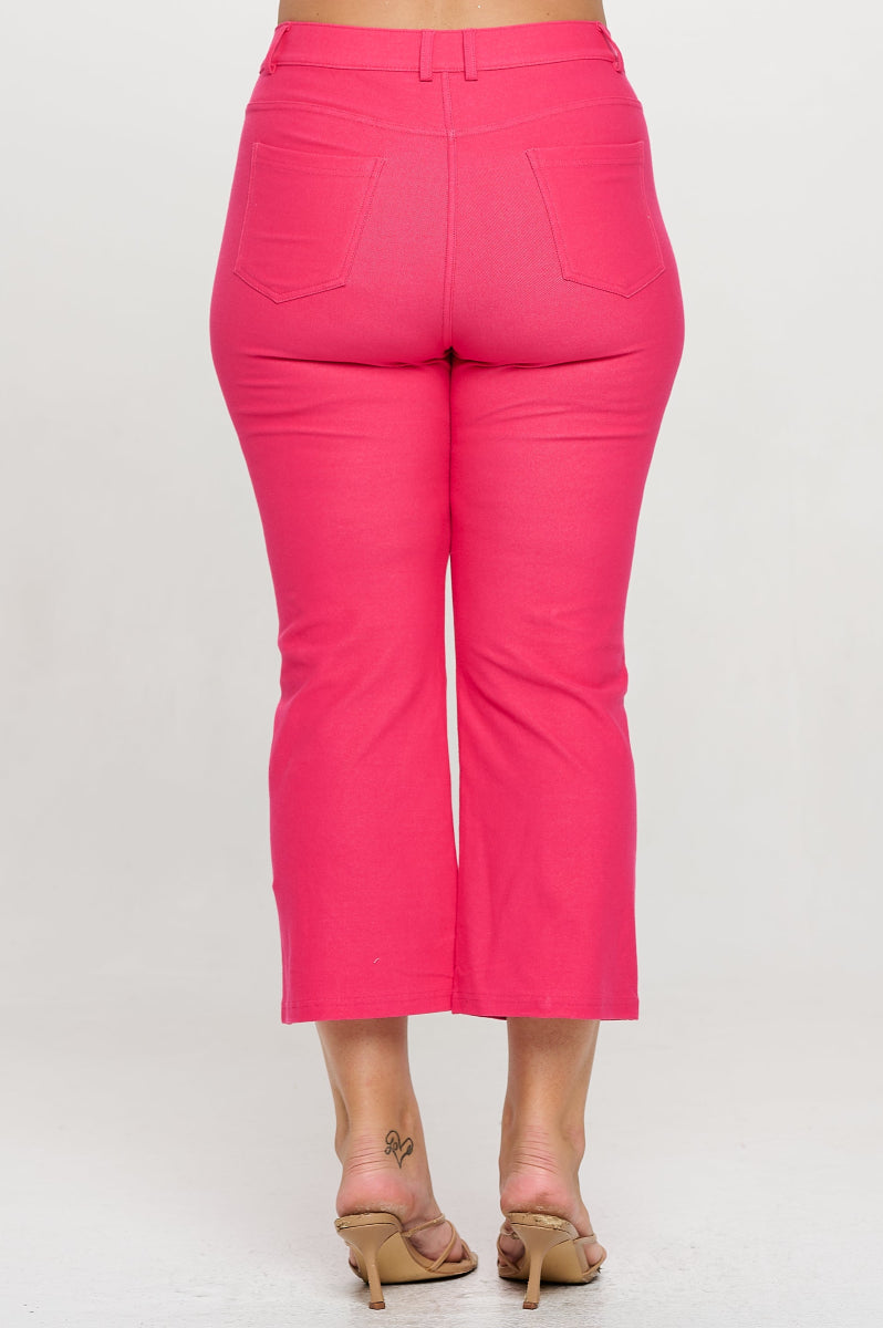 Plus Size Women's Classic Solid Straight Leg Crop Jeggings - Yelete
