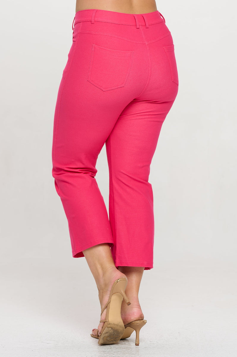 Plus Size Women's Classic Solid Straight Leg Crop Jeggings - Yelete