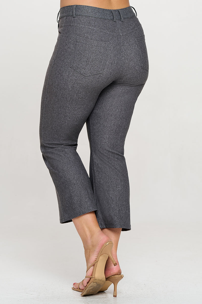 Plus Size Women's Classic Solid Straight Leg Crop Jeggings - Yelete