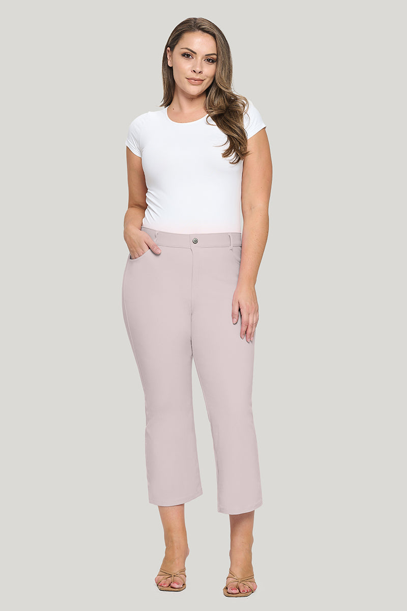 Plus Size Women's Classic Solid Straight Leg Crop Jeggings - Yelete