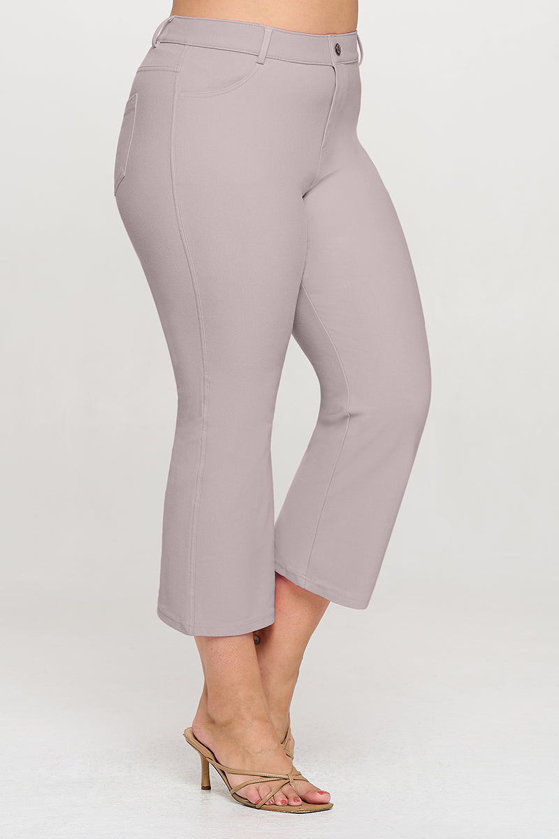 Plus Size Women's Classic Solid Straight Leg Crop Jeggings - Yelete