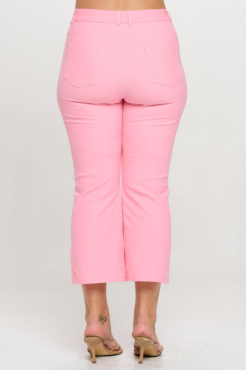 Plus Size Women's Classic Solid Straight Leg Crop Jeggings - Yelete