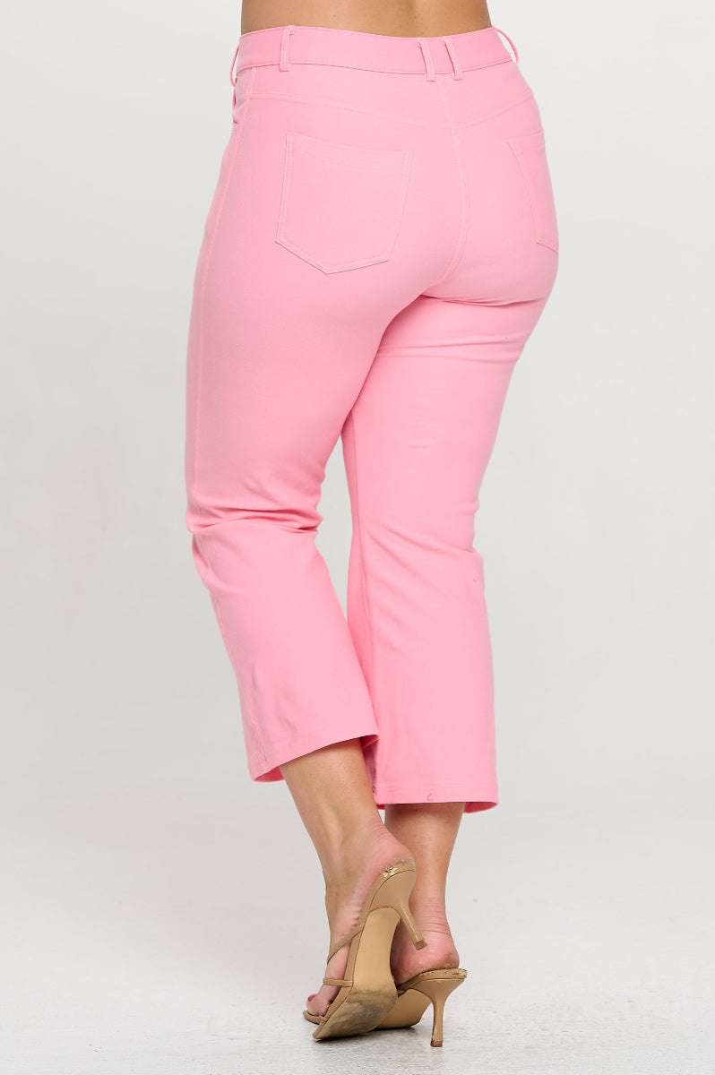 Plus Size Women's Classic Solid Straight Leg Crop Jeggings - Yelete