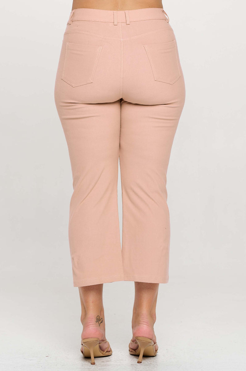 Plus Size Women's Classic Solid Straight Leg Crop Jeggings - Yelete