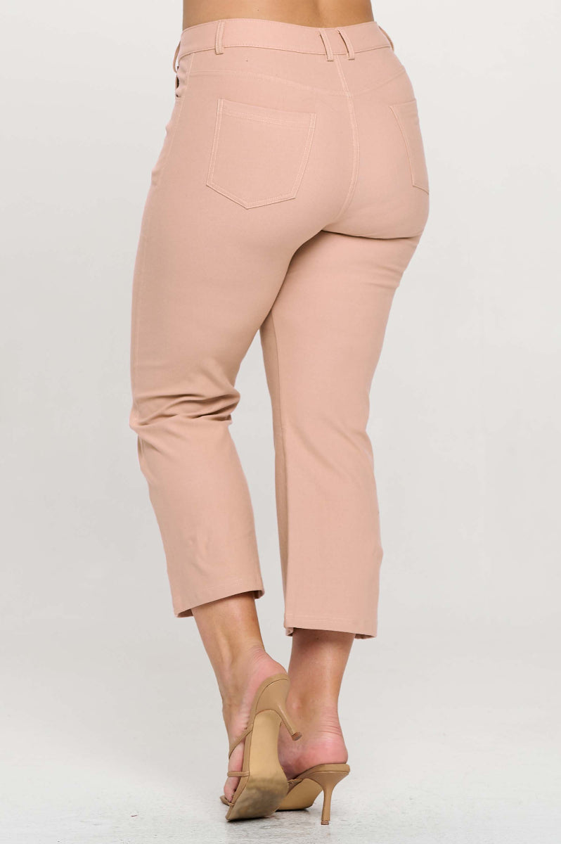 Plus Size Women's Classic Solid Straight Leg Crop Jeggings - Yelete