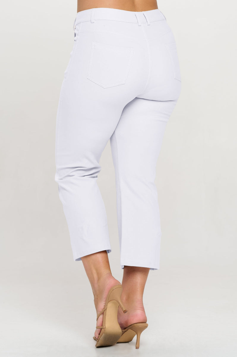 Plus Size Women's Classic Solid Straight Leg Crop Jeggings - Yelete