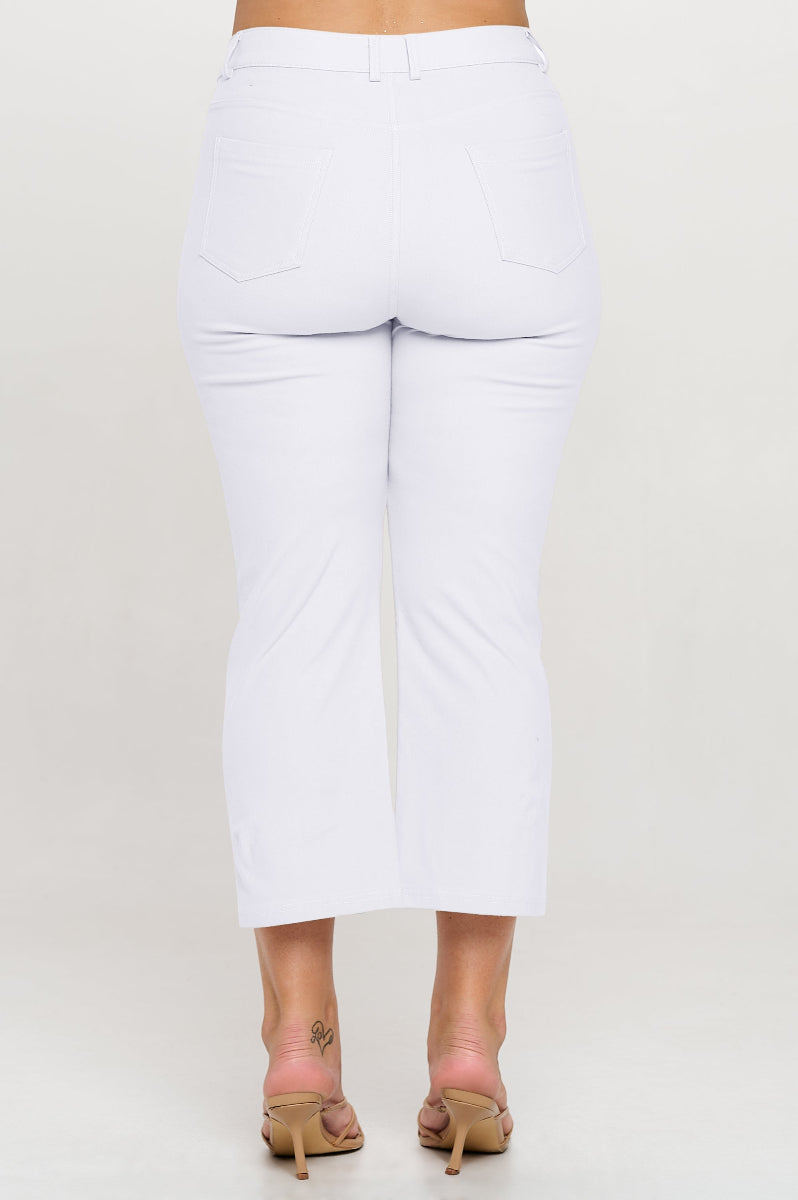 Plus Size Women's Classic Solid Straight Leg Crop Jeggings - Yelete