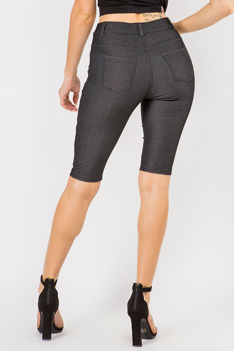 women's black long knee length bermuda shorts