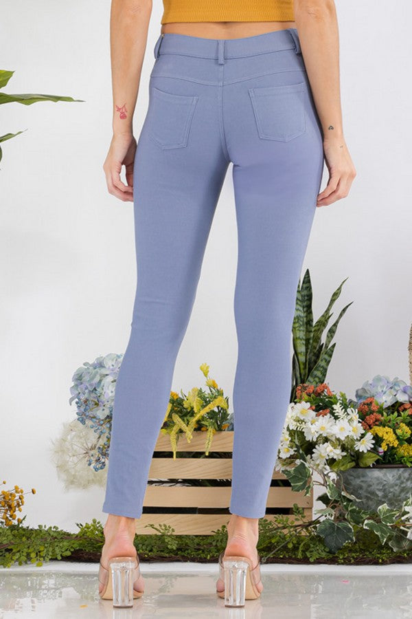 Cotton-Blend 5-Pocket Skinny Jeggings - Slate Grey