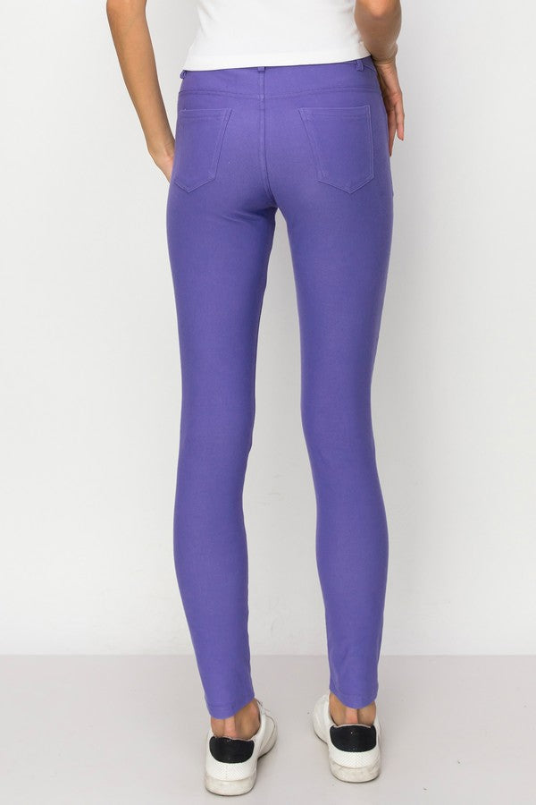 Cotton-Blend 5-Pocket Skinny Jeggings - Very Periwinkle