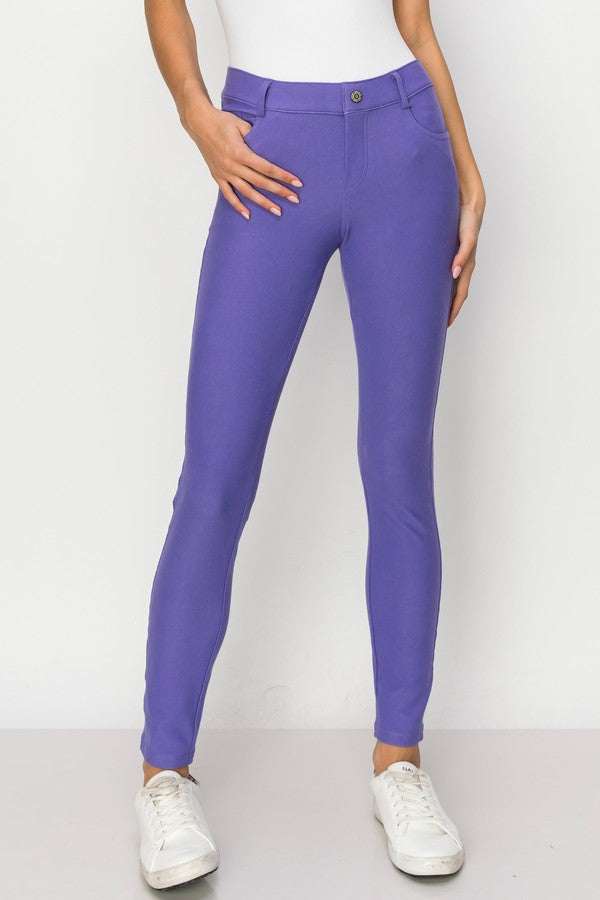 Cotton-Blend 5-Pocket Skinny Jeggings - Very Periwinkle