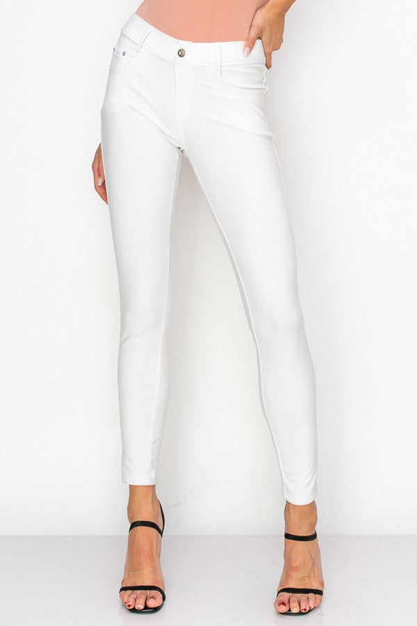 Cotton-Blend 5-Pocket Skinny Jeggings - White