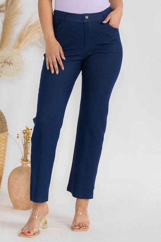 Plus Size Women's Classic Solid Straight Leg Jeggings - Yelete