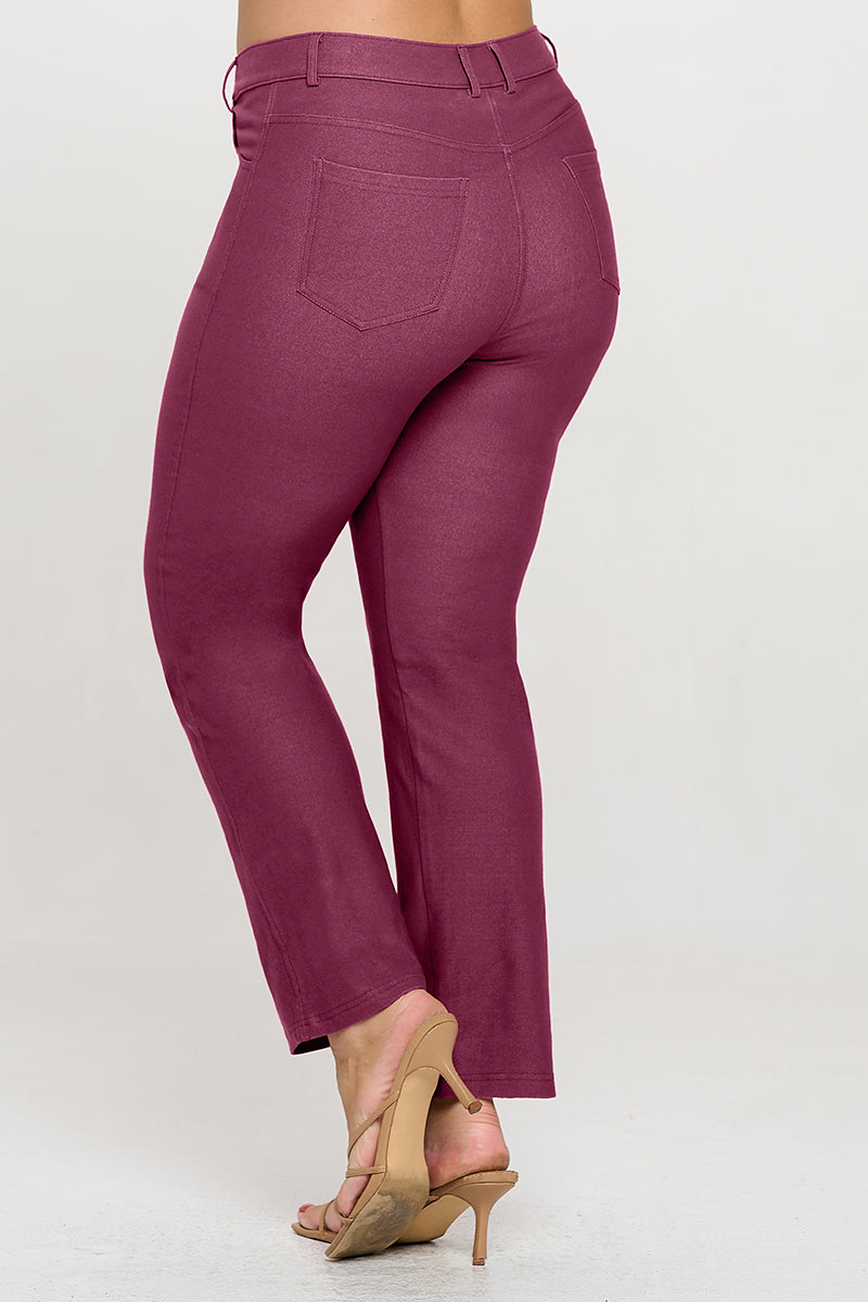 Plus Size Women's Classic Solid Straight Leg Jeggings - Yelete