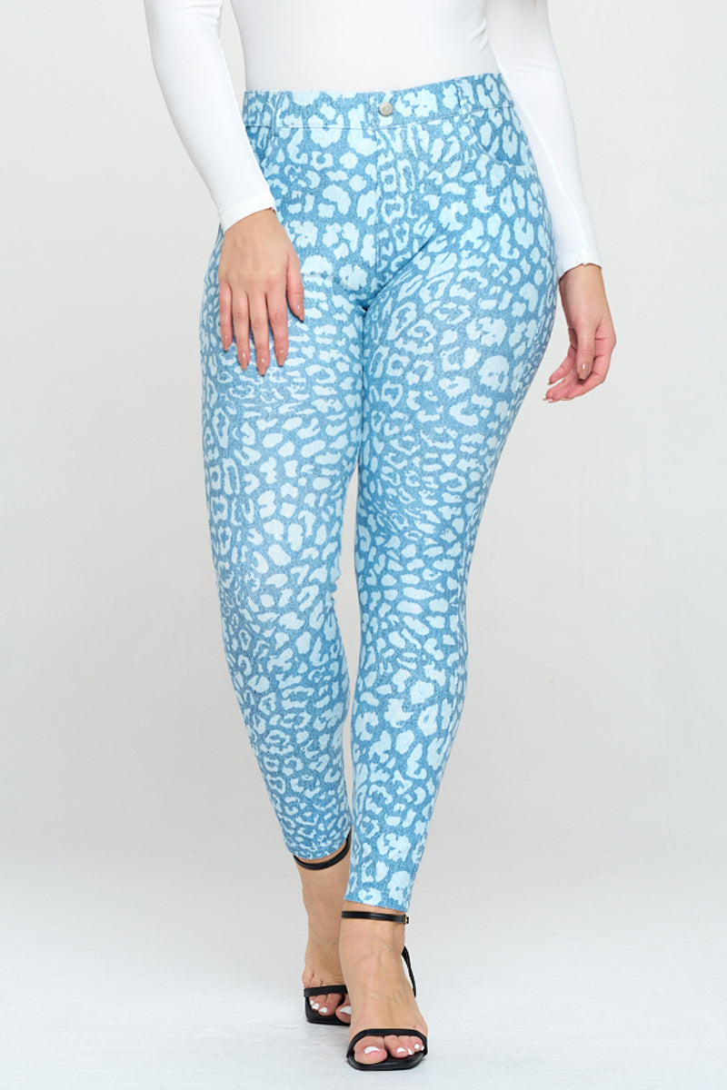 Plus Size Women's Clouded Skies 5-Pocket Cotton Blend Jeggings - Yelete