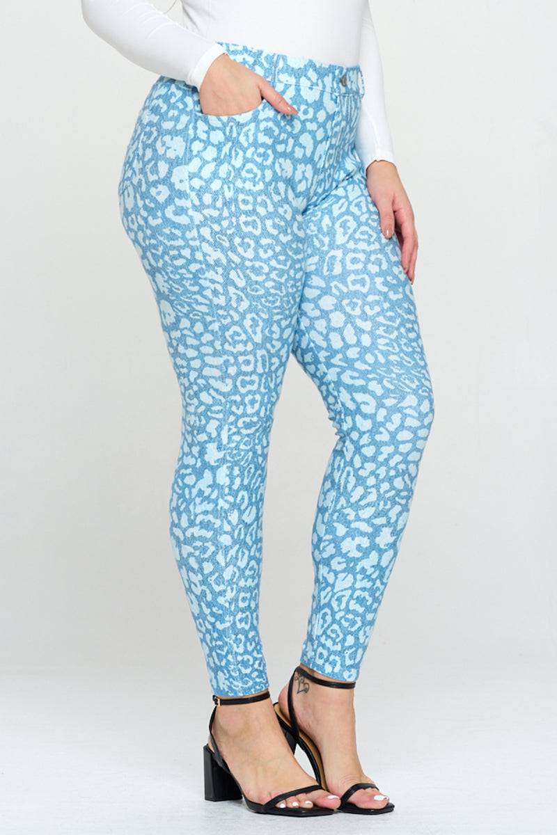 Plus Size Women's Clouded Skies 5-Pocket Cotton Blend Jeggings - Yelete