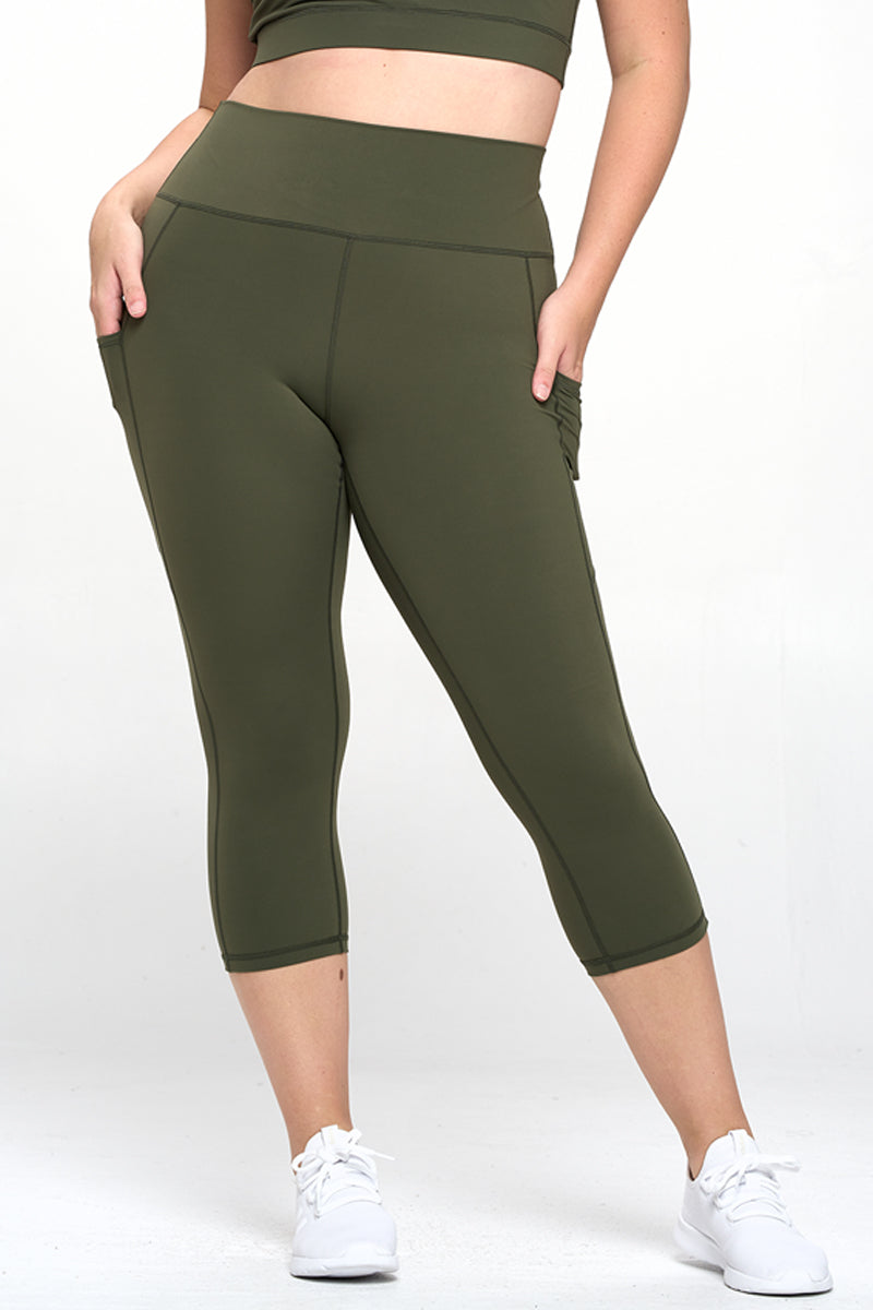 Women's Buttery Soft Activewear Capri Leggings with Pockets