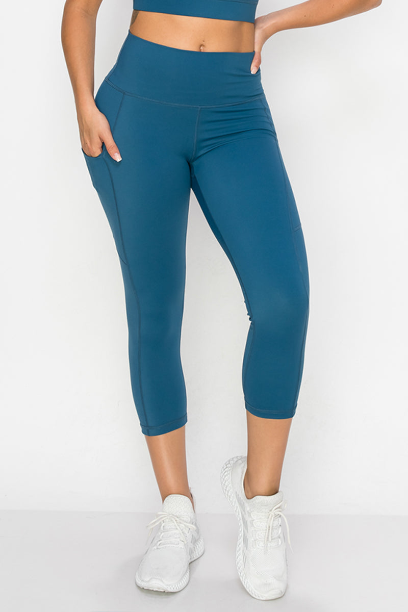 Women's Buttery Soft Activewear Capri Leggings with Pockets