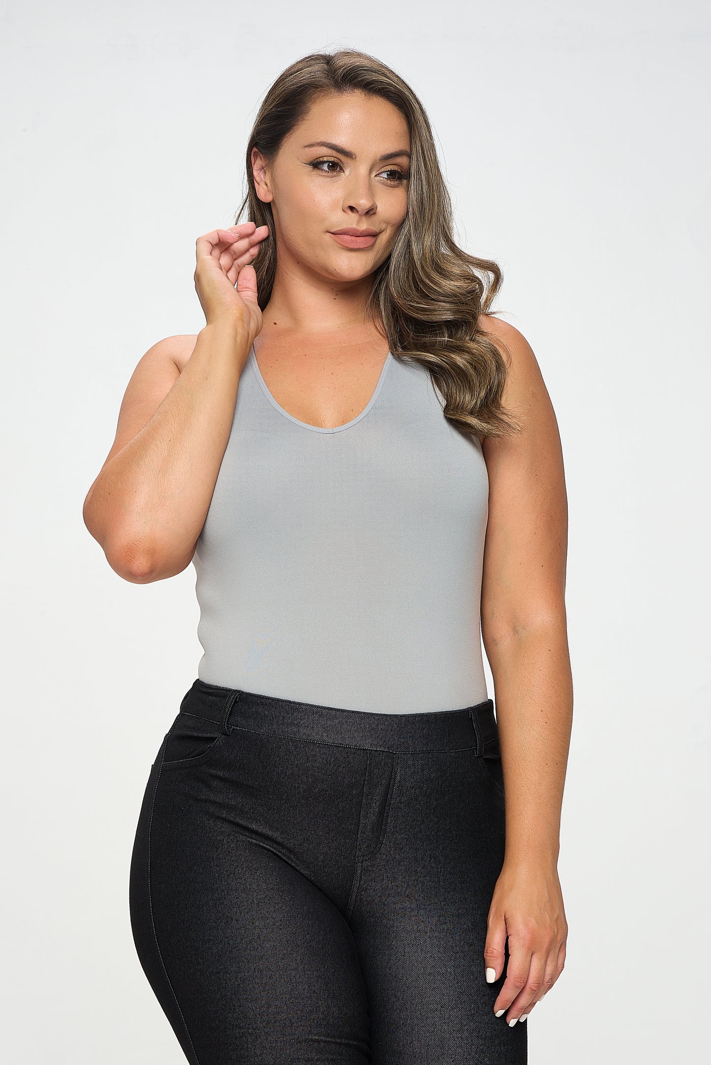 Women's Reversible V-Neck Basic Tank Top Bodysuit