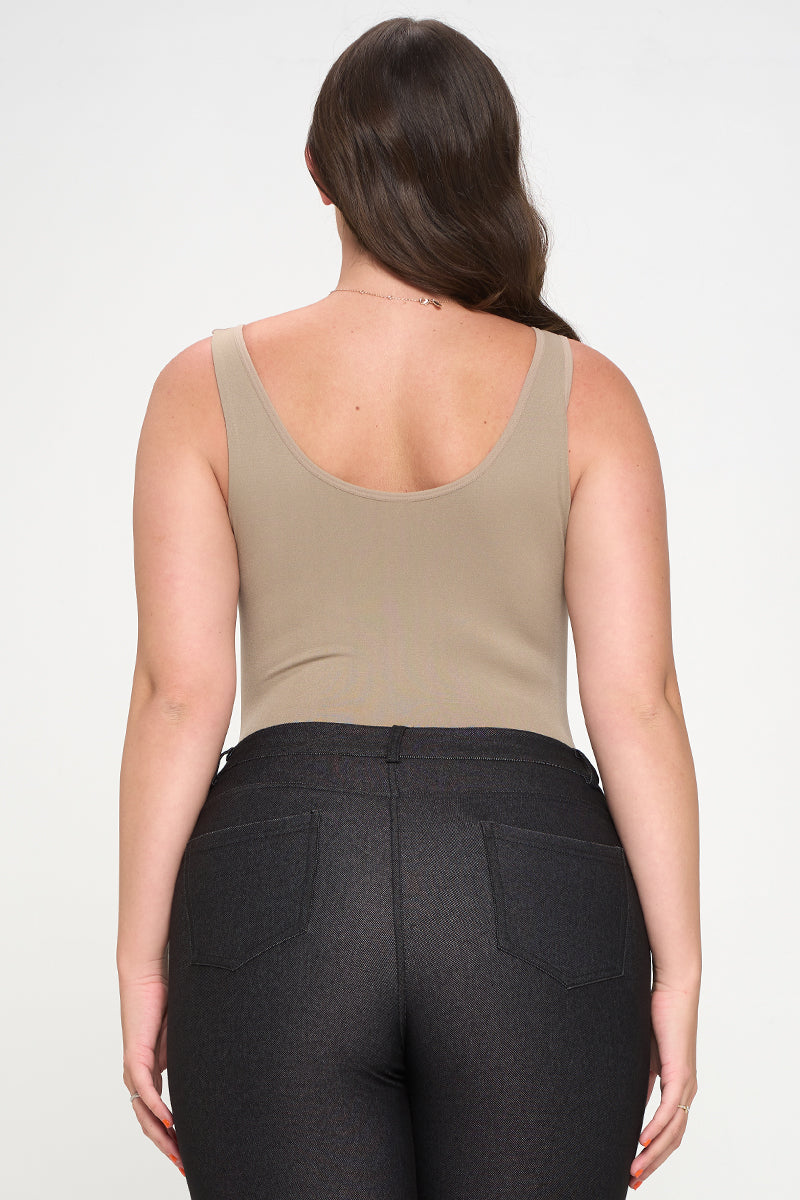 Women's Reversible V-Neck Basic Tank Top Bodysuit