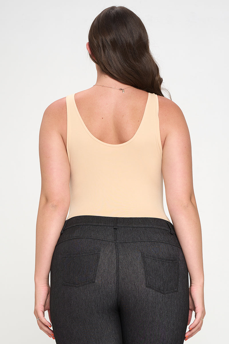 Women's Reversible V-Neck Basic Tank Top Bodysuit