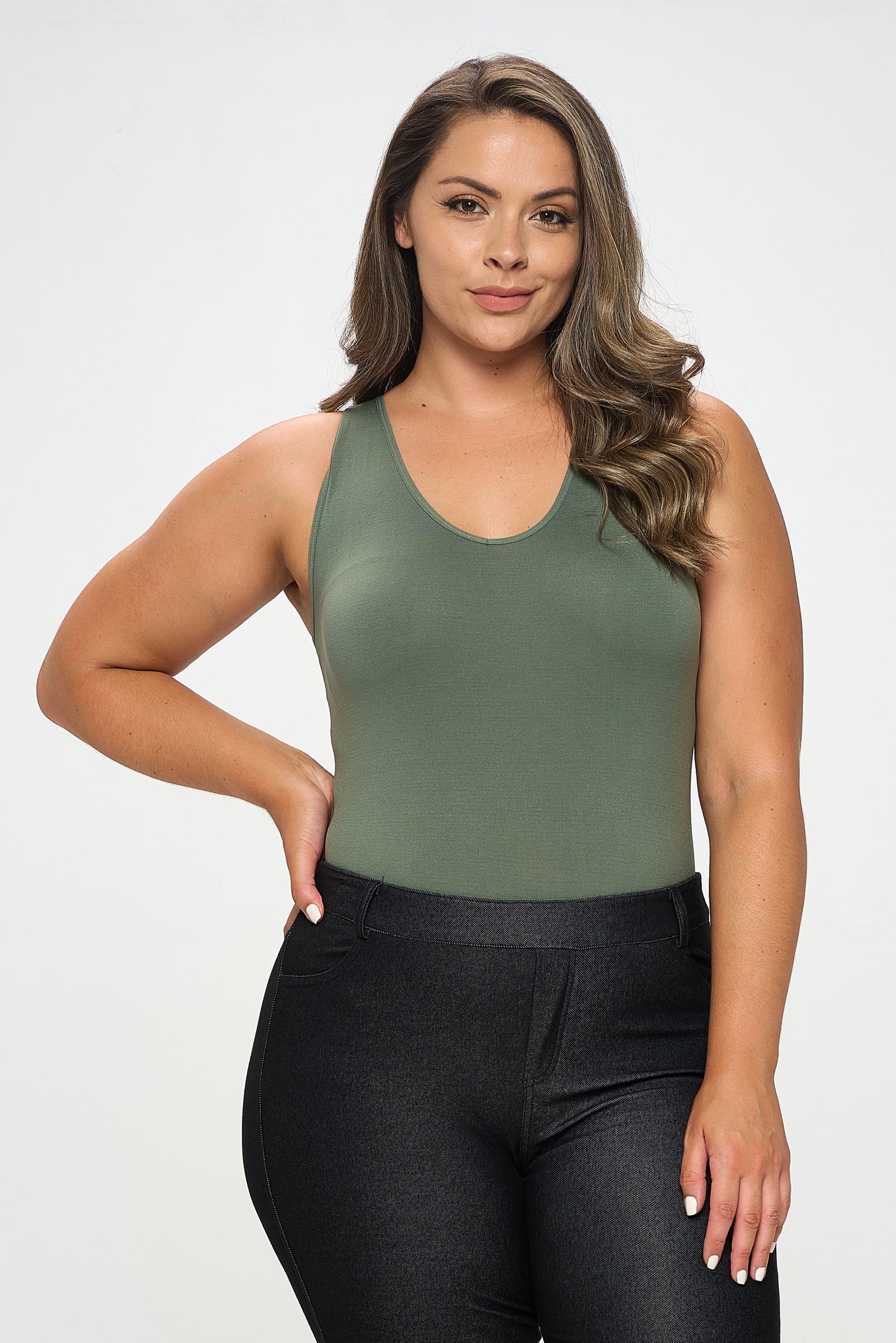 Women's Reversible V-Neck Basic Tank Top Bodysuit