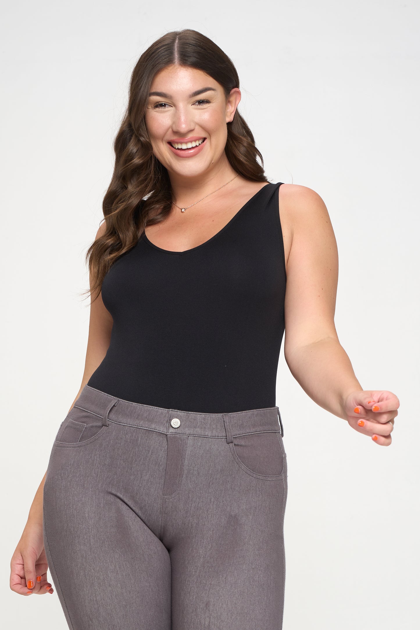 Women's Reversible V-Neck Basic Tank Top Bodysuit