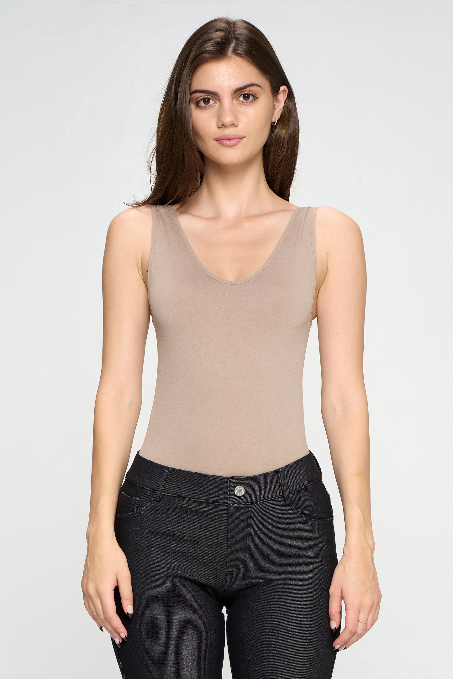 Women's Reversible V-Neck Basic Tank Top Bodysuit