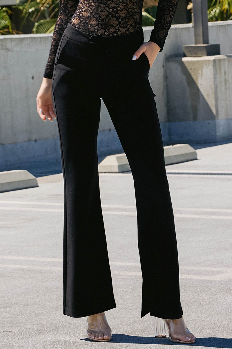 Women's Ponte Pants with Inner Side Opening - Yelete