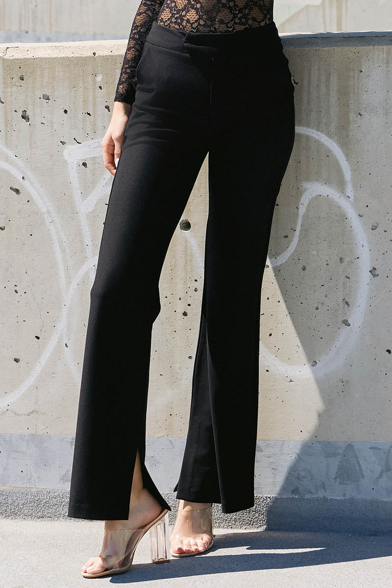Women's Ponte Pants with Inner Side Opening - Yelete