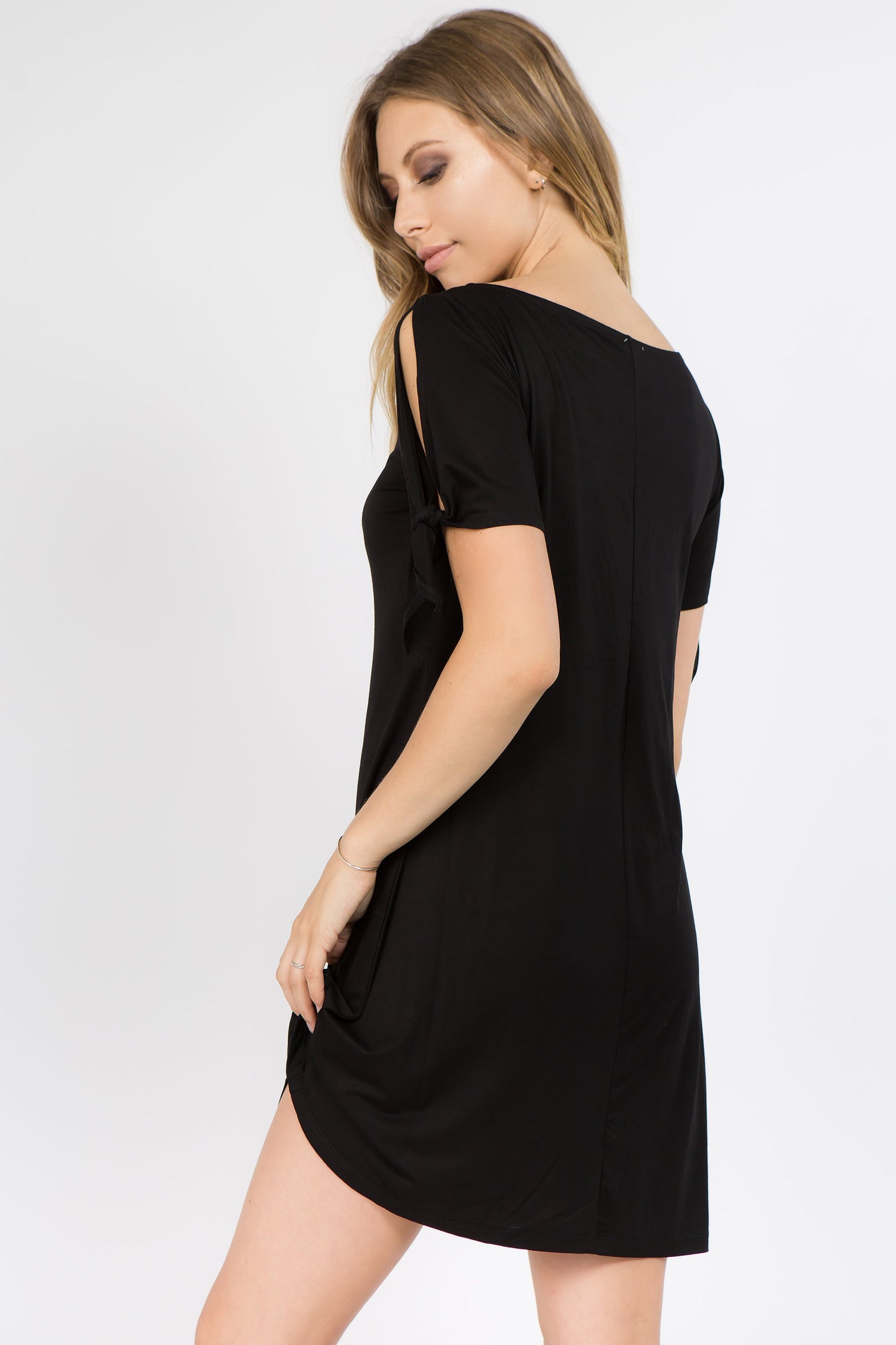Lady's Knot Tie Sleeve Shift Dress