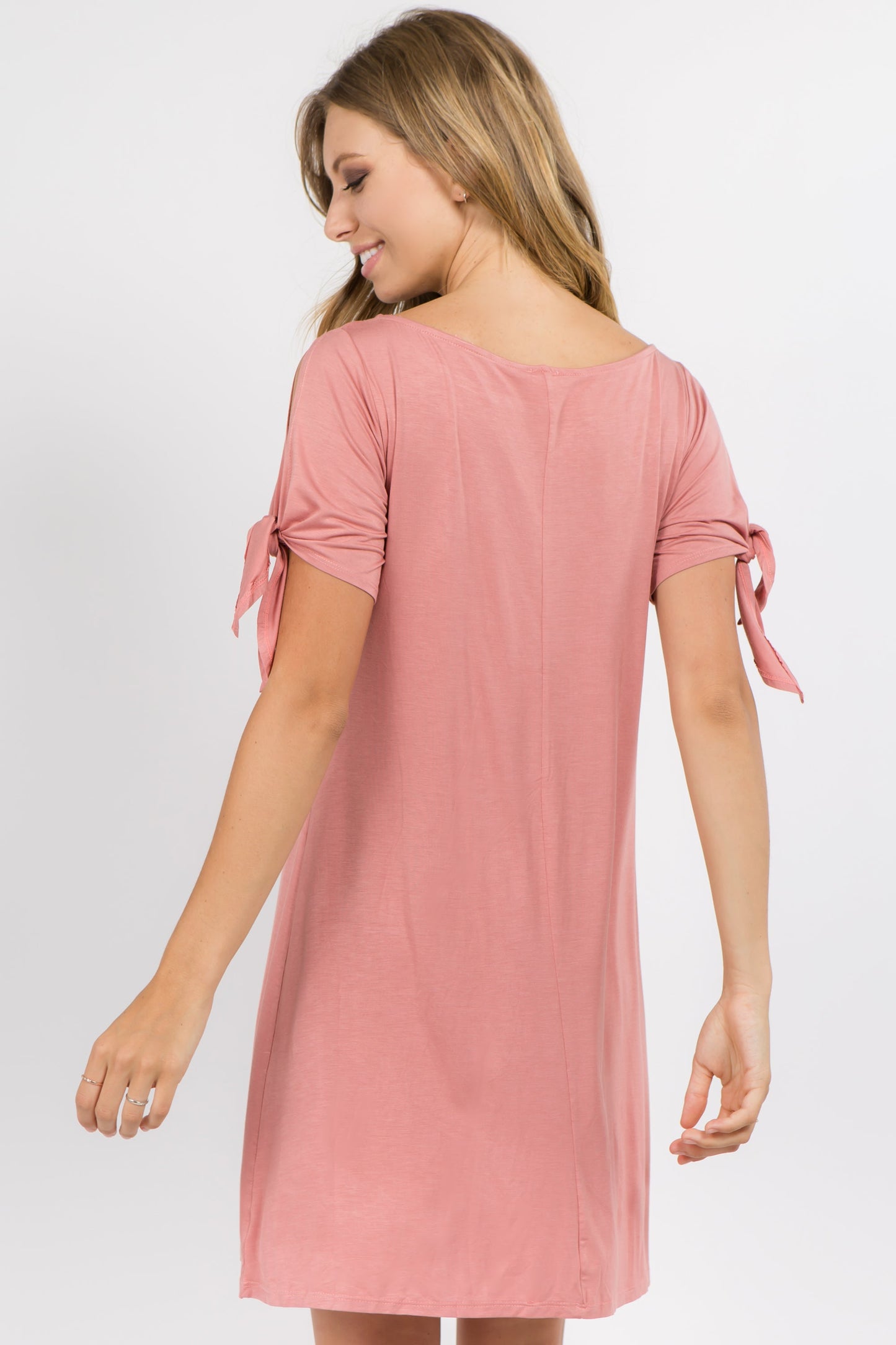 Lady's Knot Tie Sleeve Shift Dress