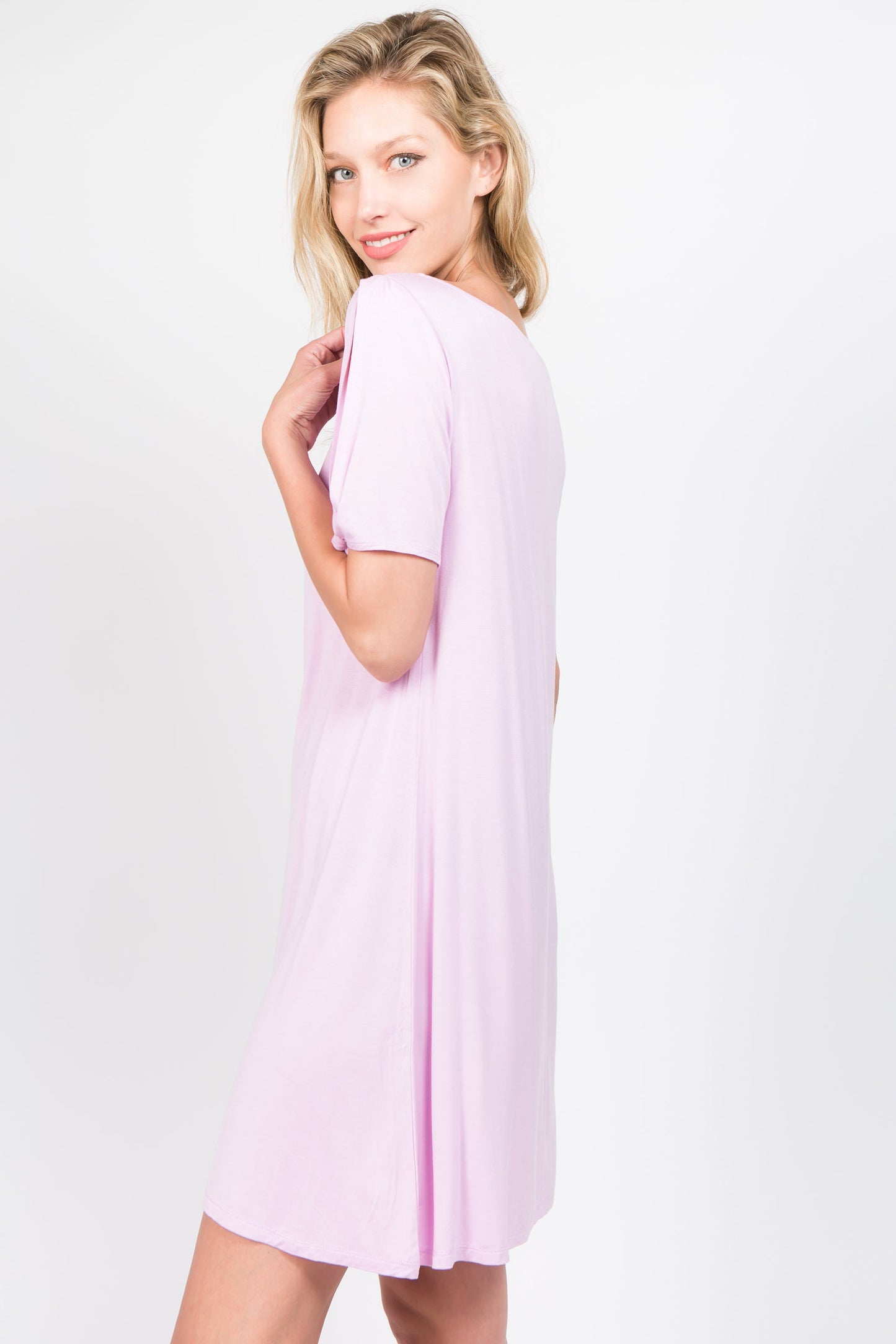 Lady's Knot Tie Sleeve Shift Dress