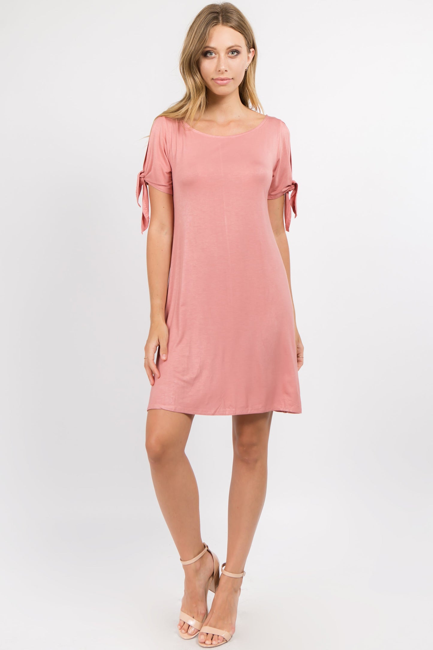 Lady's Knot Tie Sleeve Shift Dress
