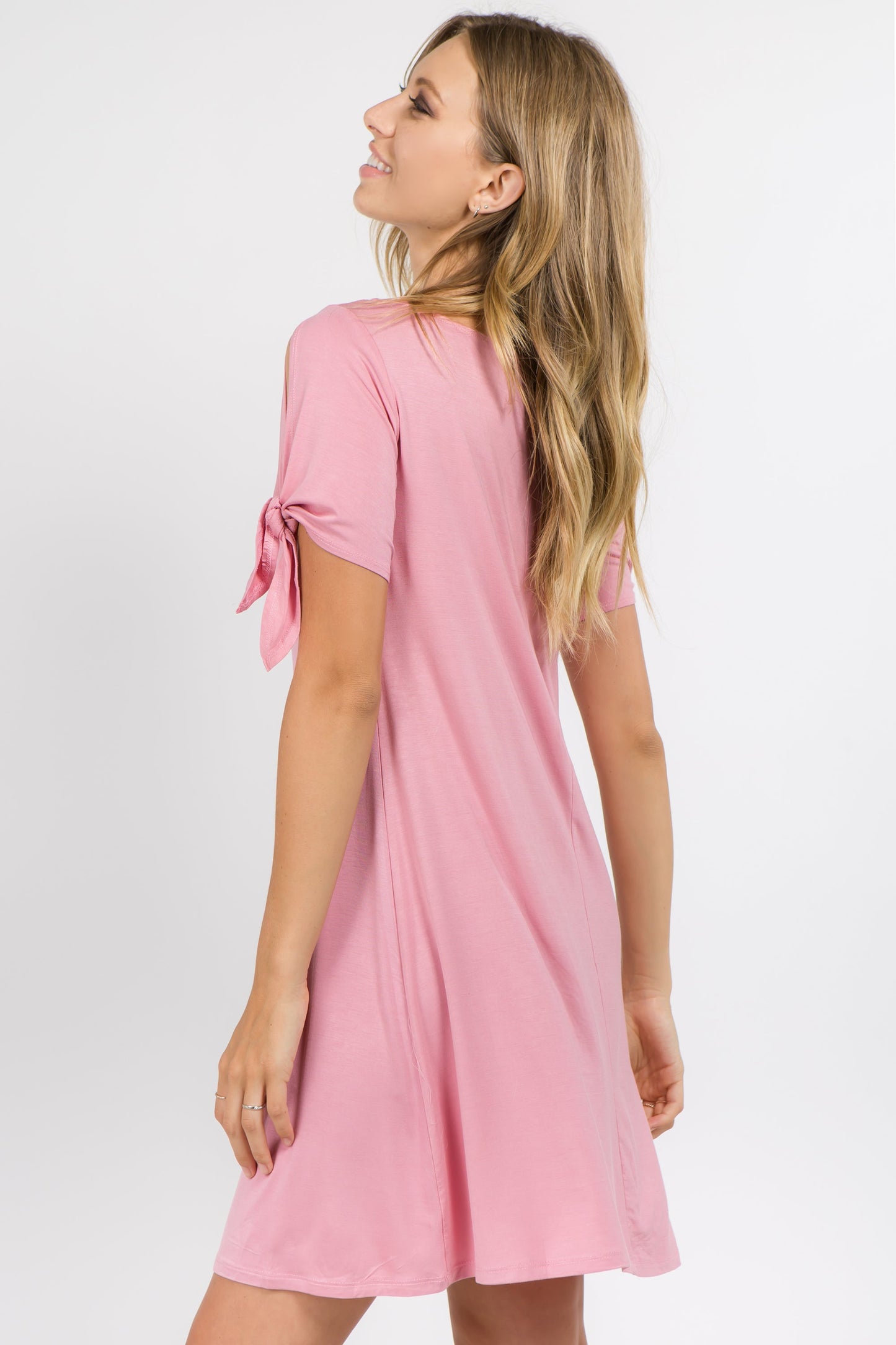 Lady's Knot Tie Sleeve Shift Dress
