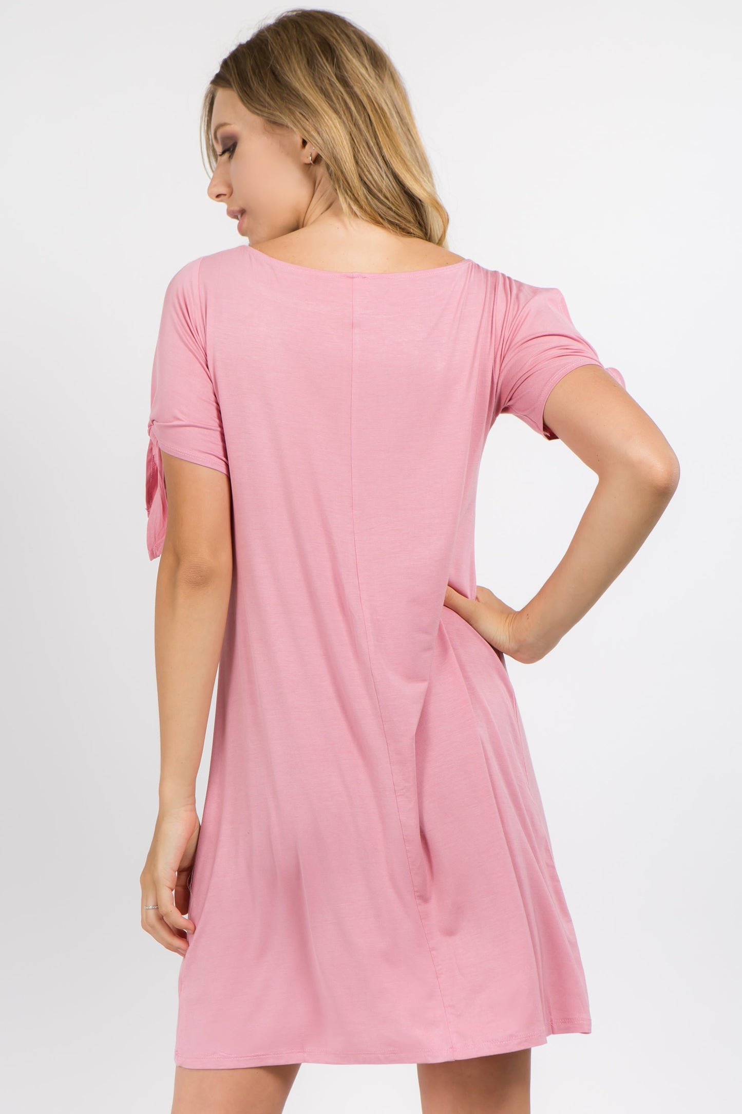 Lady's Knot Tie Sleeve Shift Dress