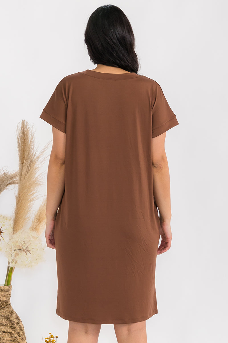Women's Peach Skin Short Dress with Belt
