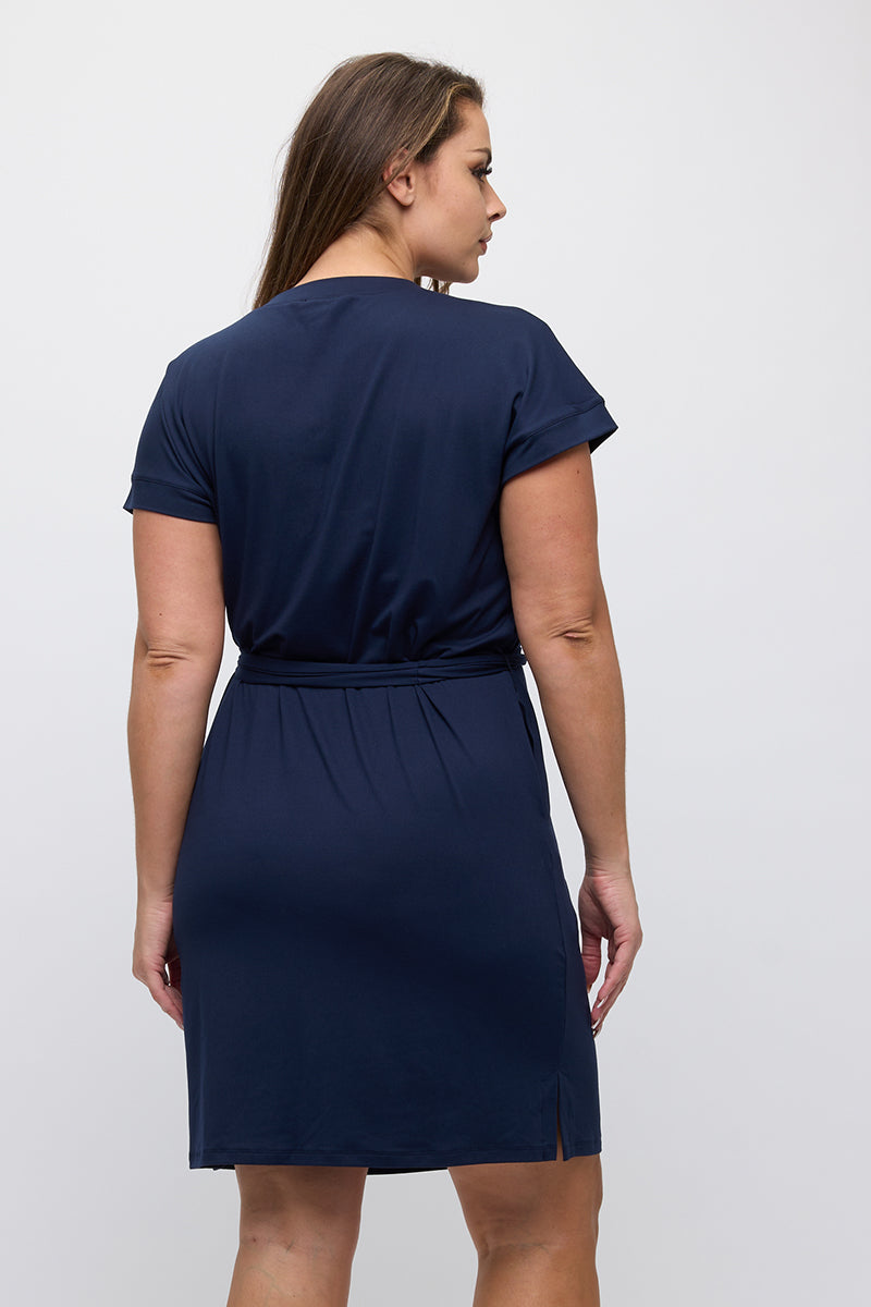 Women's Peach Skin Short Dress with Belt