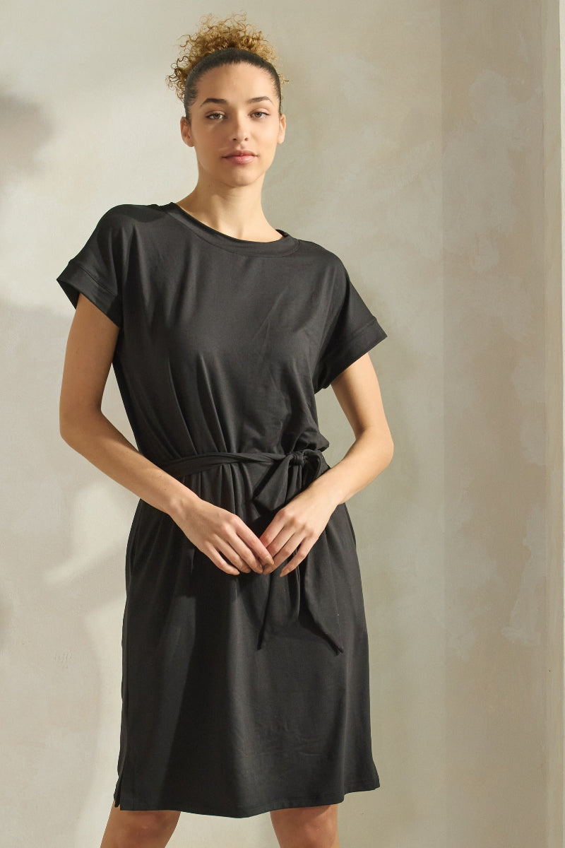 Women's Peach Skin Short Dress with Belt