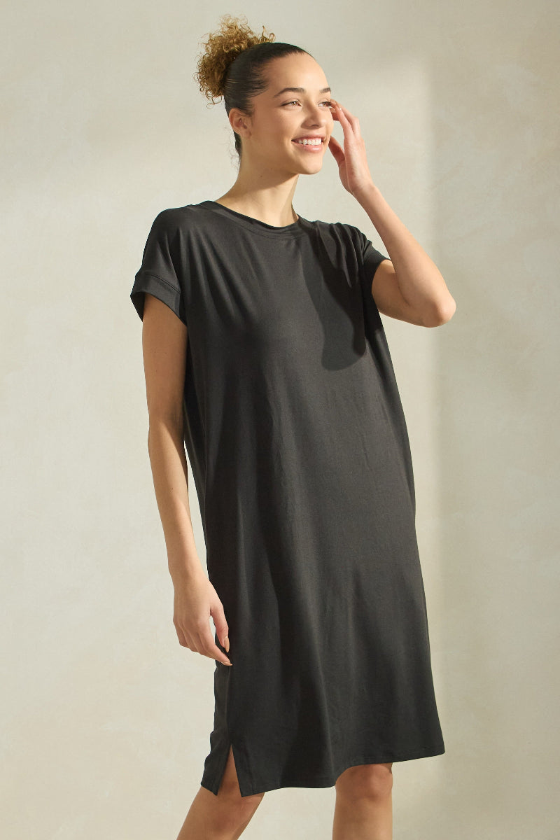 Women's Peach Skin Short Dress with Belt
