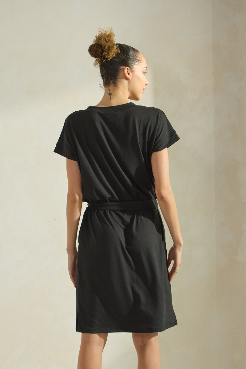 Women's Peach Skin Short Dress with Belt